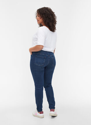 Højtaljede Amy jeans med stretch-teknologi, Blue denim, Model image number 1