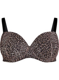 Formstøbt bh med leopardmønstret mesh, Brun