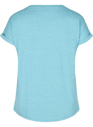 Meleret bomulds t-shirt, River Blue Melange, Packshot image number 1