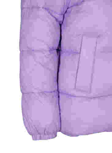 Kort pufferjakke med hætte, Lavender, Packshot image number 3