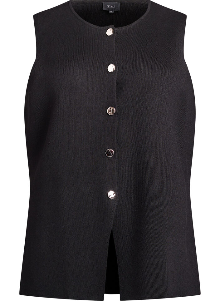 &AElig;rmel&oslash;s strikvest med dekorative knapper, Sort, Packshot image number 0
