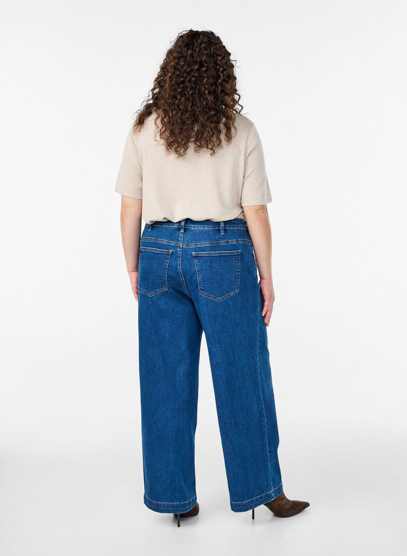 Kiana jeans med straight fit og h&oslash;j talje, Bl&aring;, Model image number 1