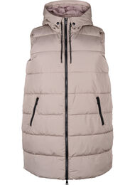 Lang vest med h&aelig;tte og lommer , Beige