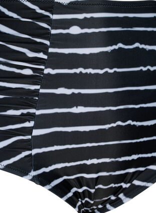 Stribet bikinitrusse med høj talje, Black White Stripe, Packshot image number 2