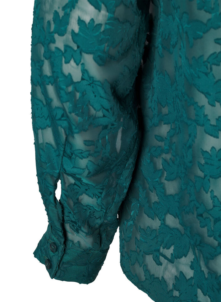 Jacquard skjorte med knapper, Rain Forest, Packshot image number 4