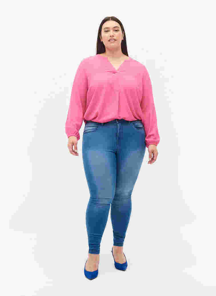 Super slim Amy jeans med høj talje, Lt blue Denim, Model image number 0