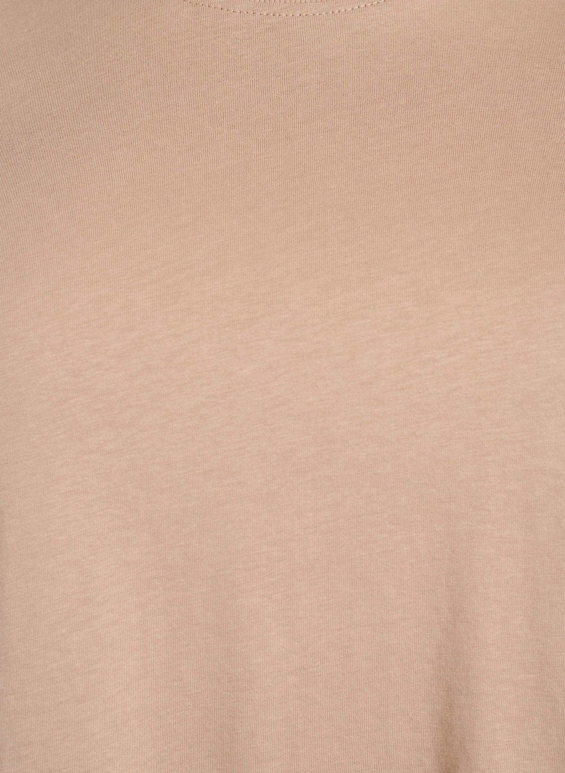 ZizziBasis t-shirt i bomuld med rund hals, Beige, Packshot image number 2