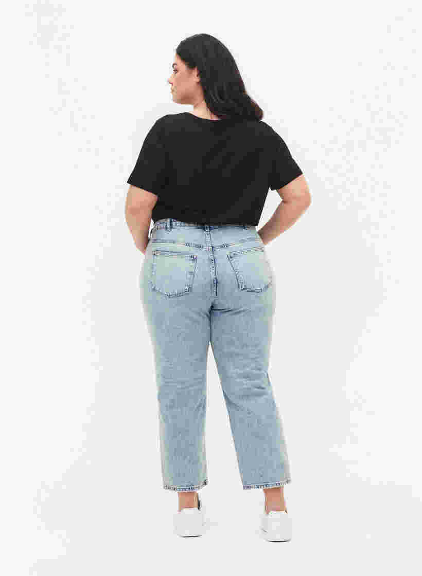 Cropped Vera jeans med nitter, Light blue denim, Model image number 1