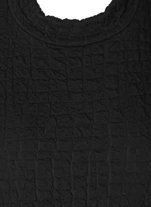 Kortærmet kjole med struktur og a-form , Black, Packshot image number 2