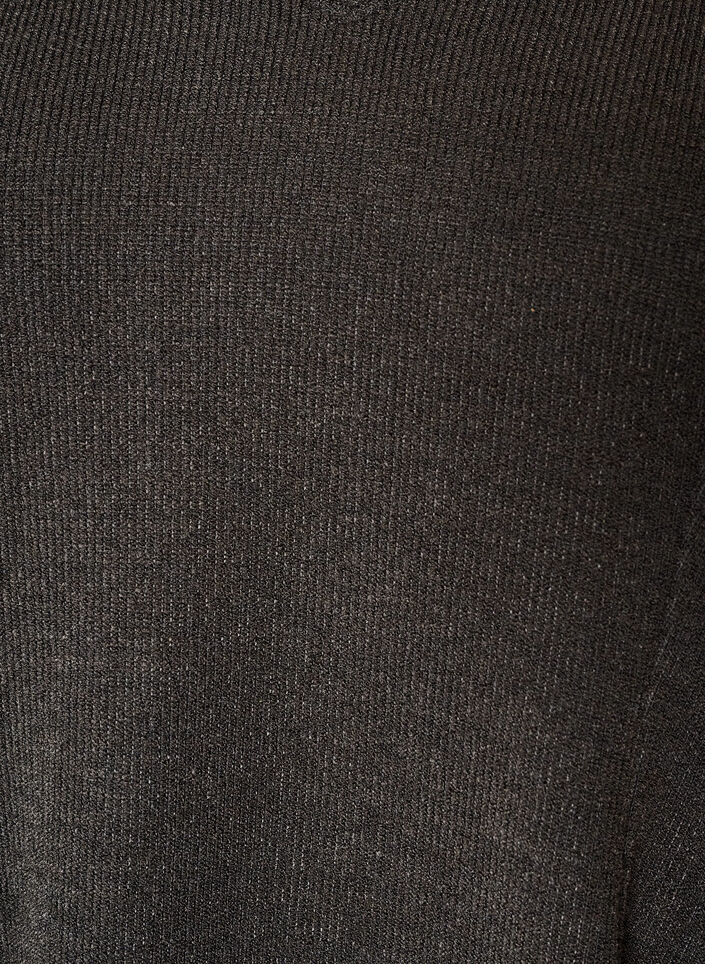 Jerseybluse med ribstruktur og A-form, Sort, Packshot image number 2