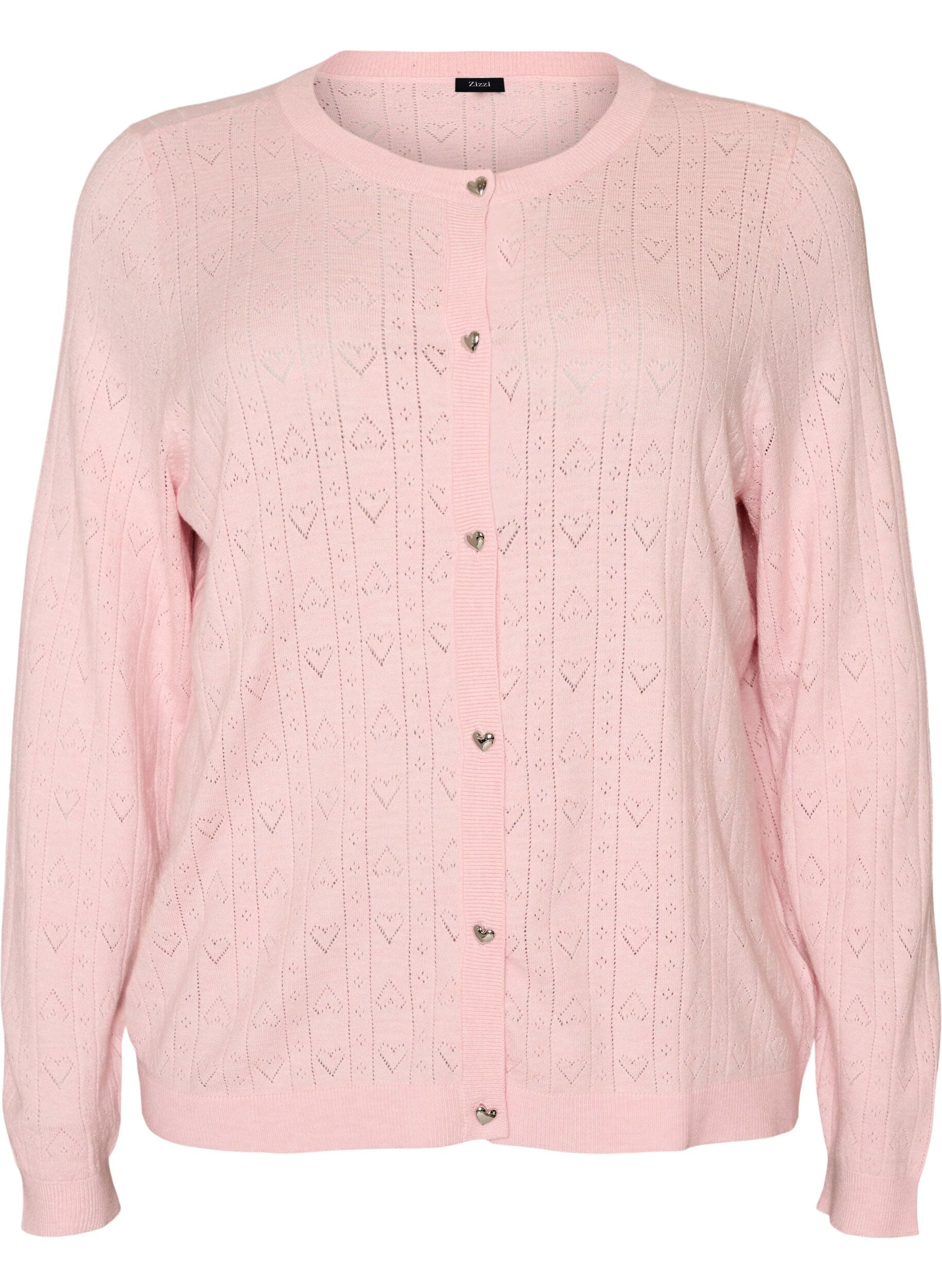 Strikket cardigan med hjertehulm&oslash;nster