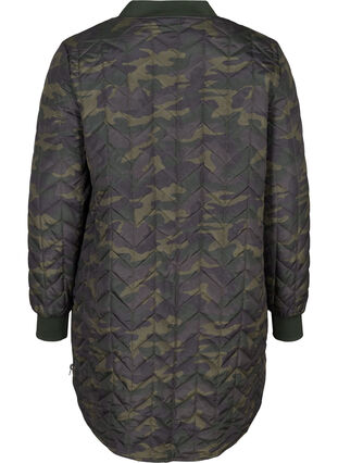 Quiltet jakke med print og knaplukning, Camou as sample, Packshot image number 1