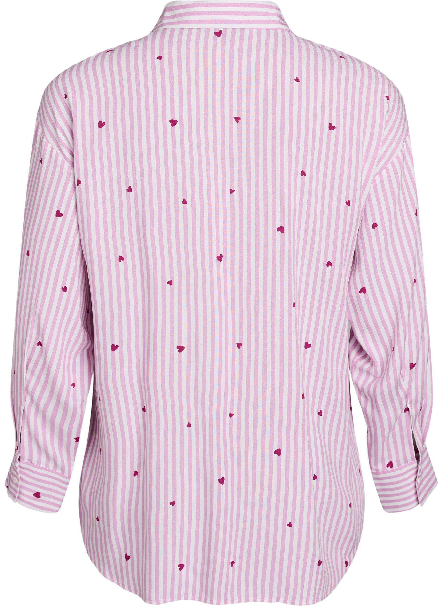 ZizziNatskjorte med striber og hjerter, Lyser&oslash;d, Packshot image number 1