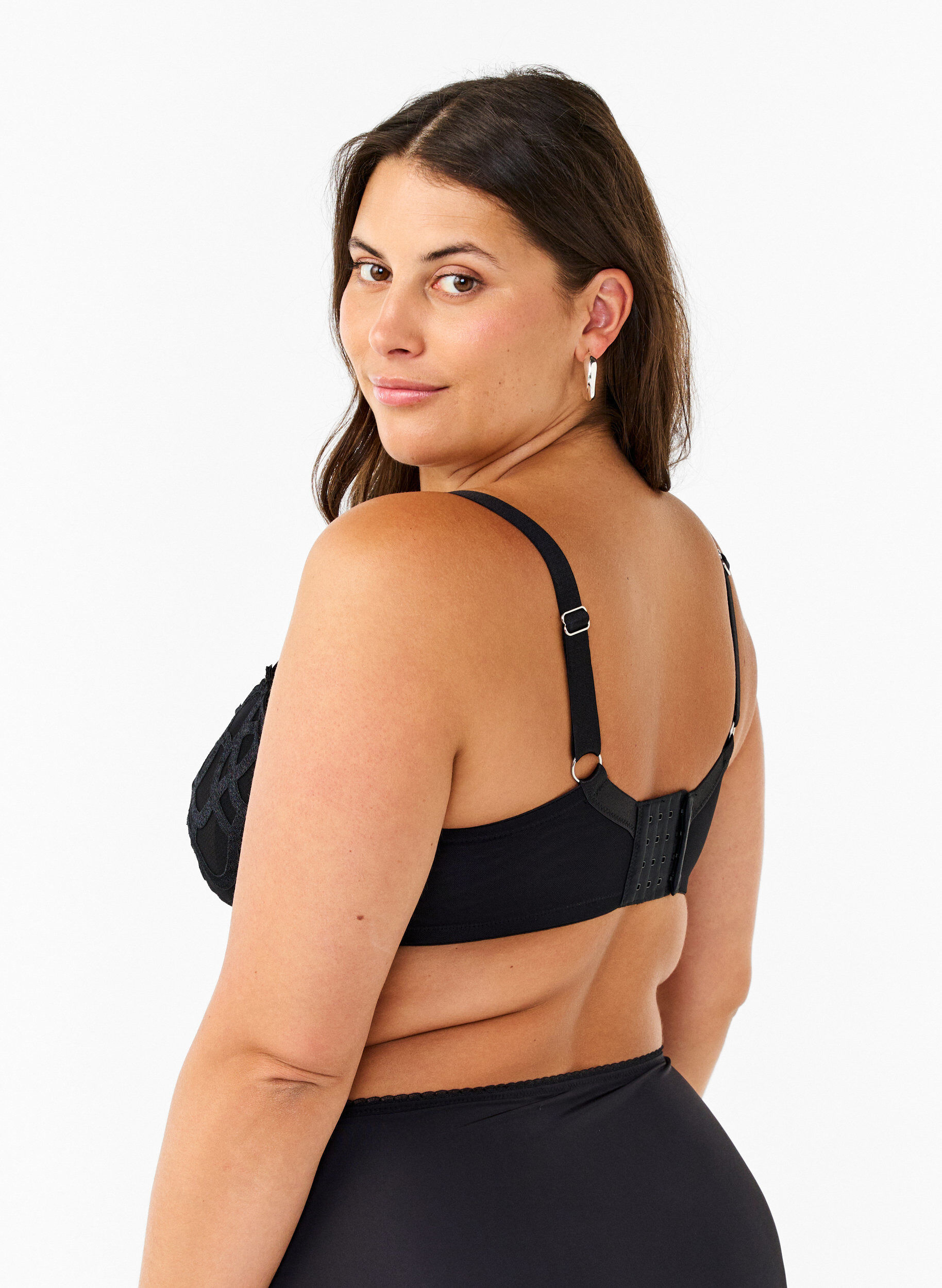 Zizzi Balconette bh med grafisk blonde, Sort, Model image number 1