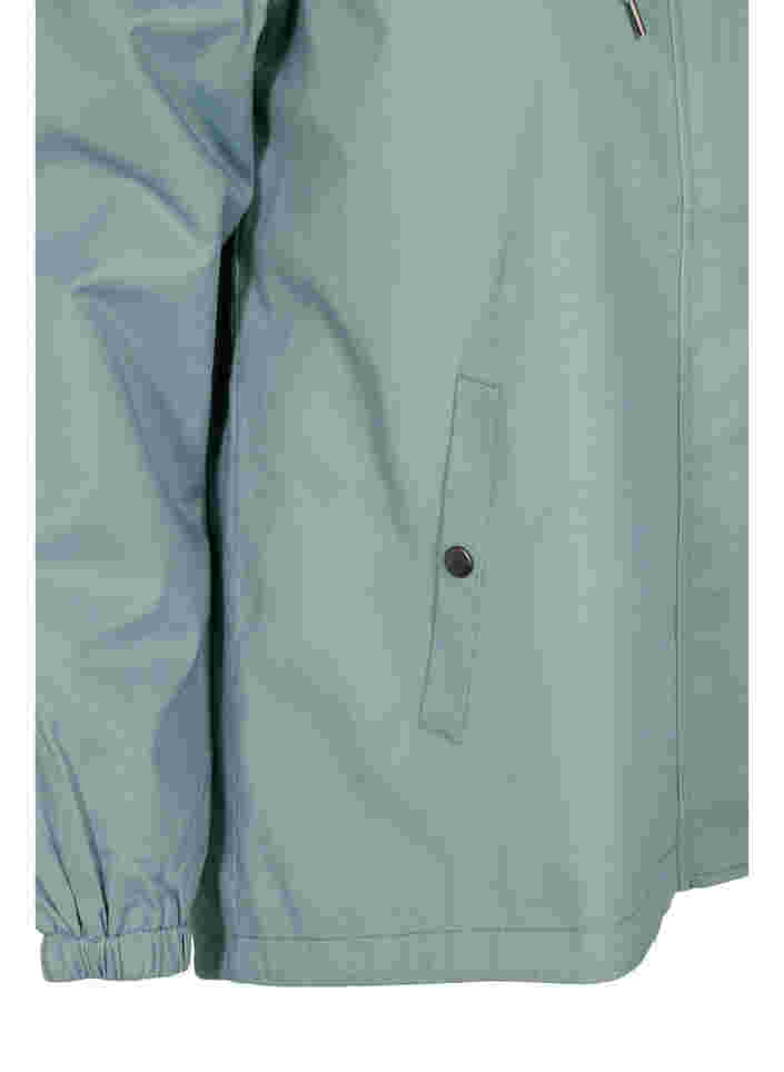 Kort parka jakke med hætte og justerbar bund, Chinois Green, Packshot image number 3