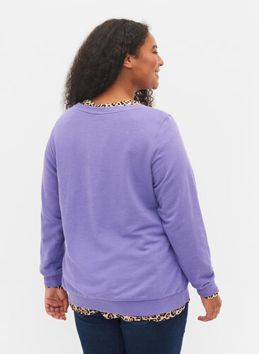 Bomulds sweatshirt med tekst tryk , Veronica, Model image number 0