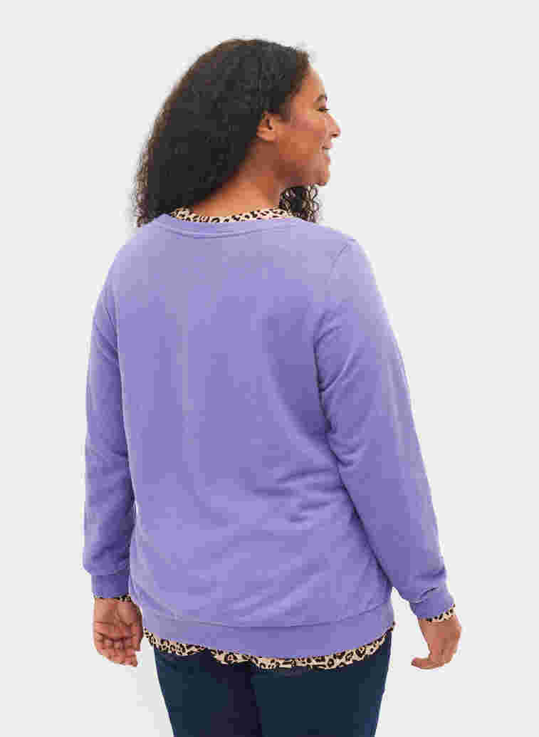 Bomulds sweatshirt med tekst tryk , Veronica, Model