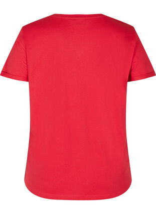 Bomulds trænings t-shirt med tryk, Haute Red, Packshot image number 1