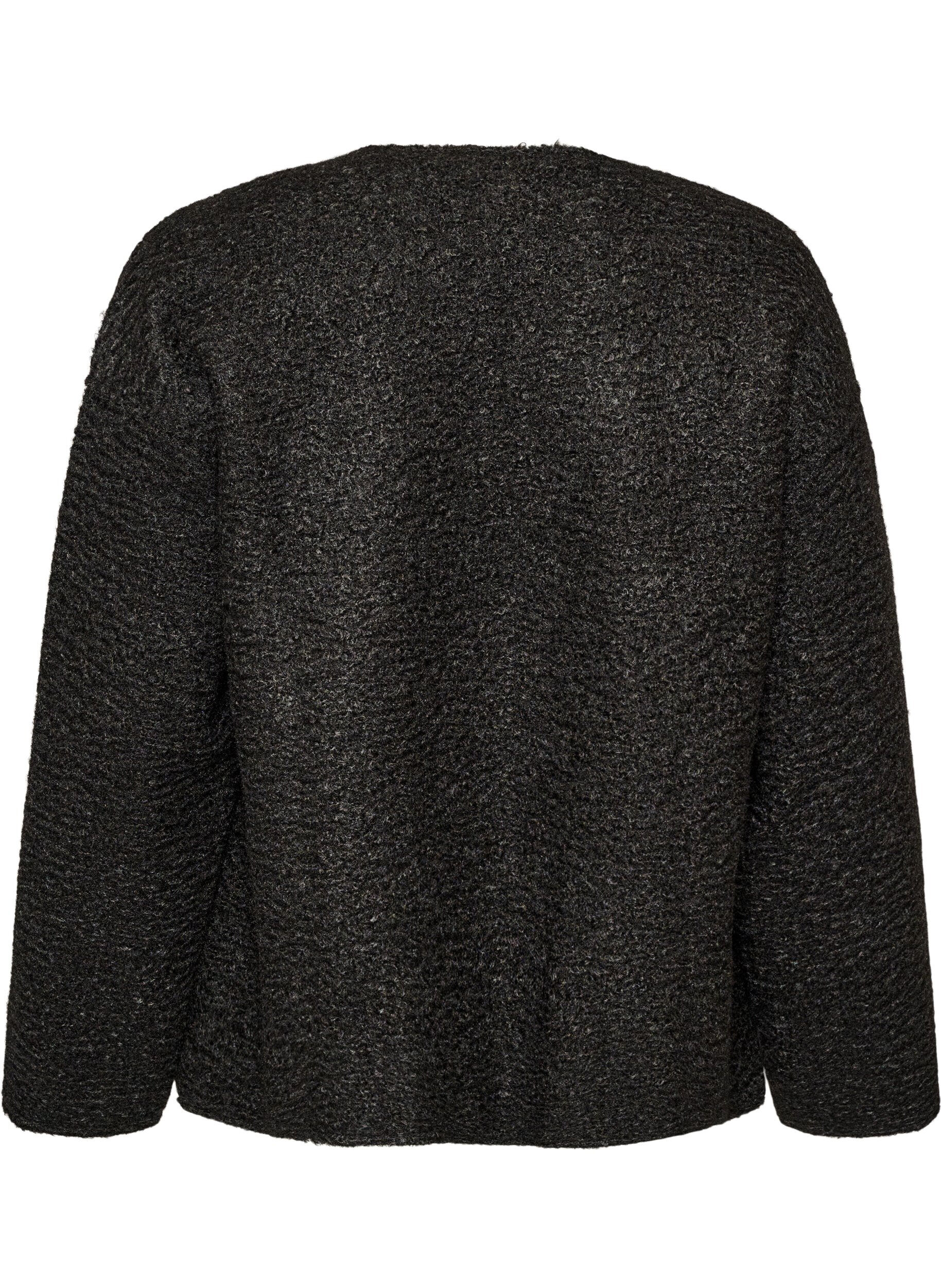ZizziL&oslash;s cardigan med lommer, Sort, Packshot image number 1