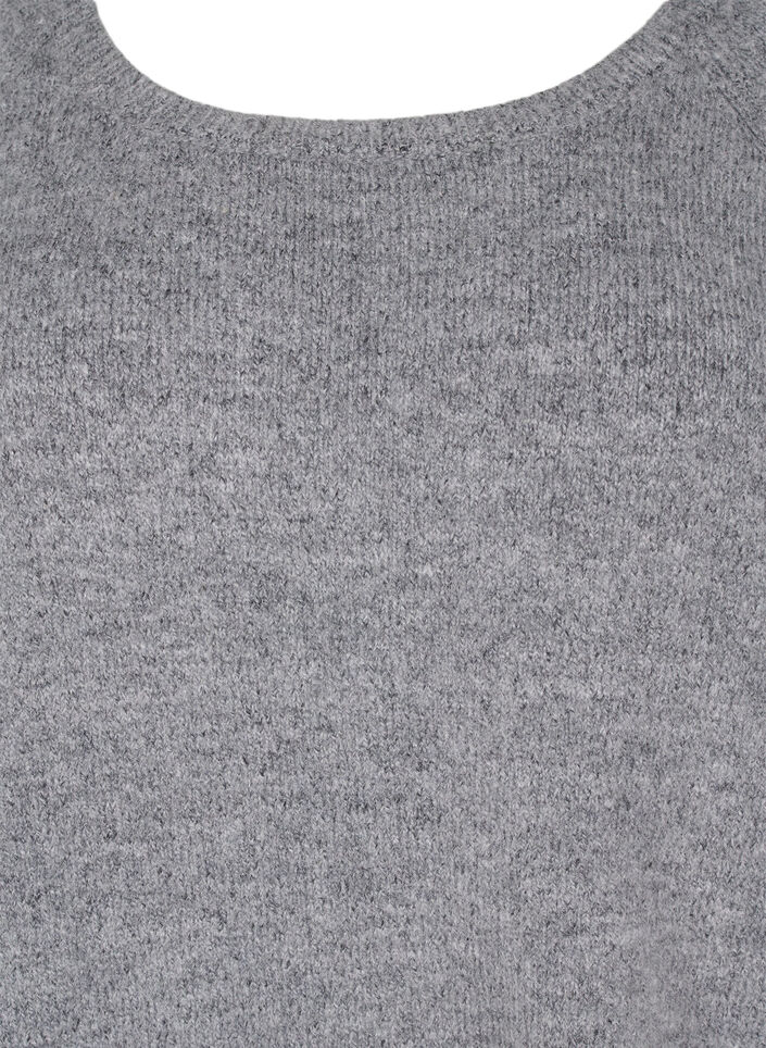Løstsiddende strikbluse med rund hals, Medium Grey Melange, Packshot image number 2