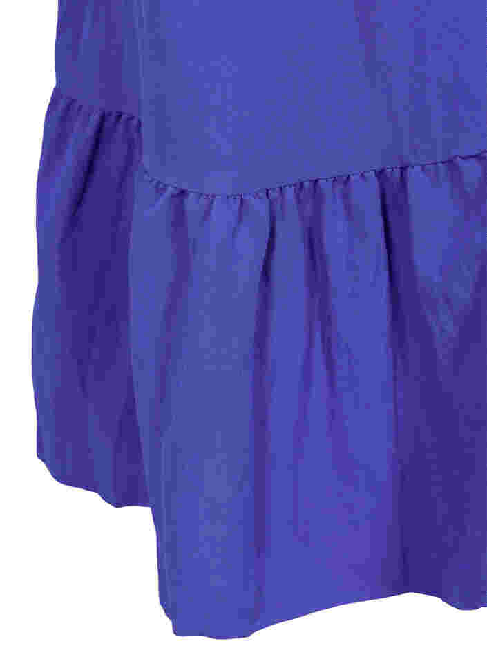 Kortærmet viskose kjole med v-udskæring, Dazzling Blue, Packshot image number 3