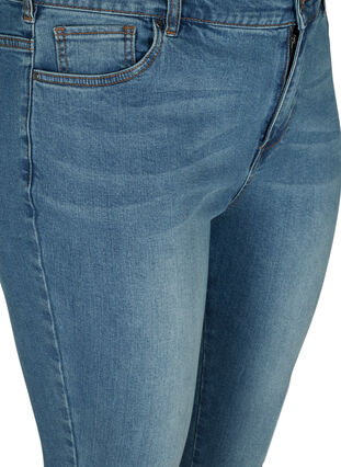 Cropped Amy jeans med høj talje og sløjfe, Blue denim, Packshot image number 2