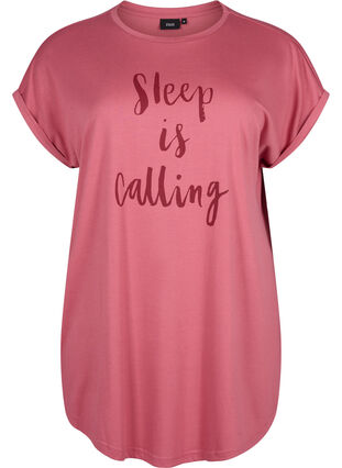 Kortærmet natkjole med tekstprint, Slate Rose Sleep, Packshot image number 0
