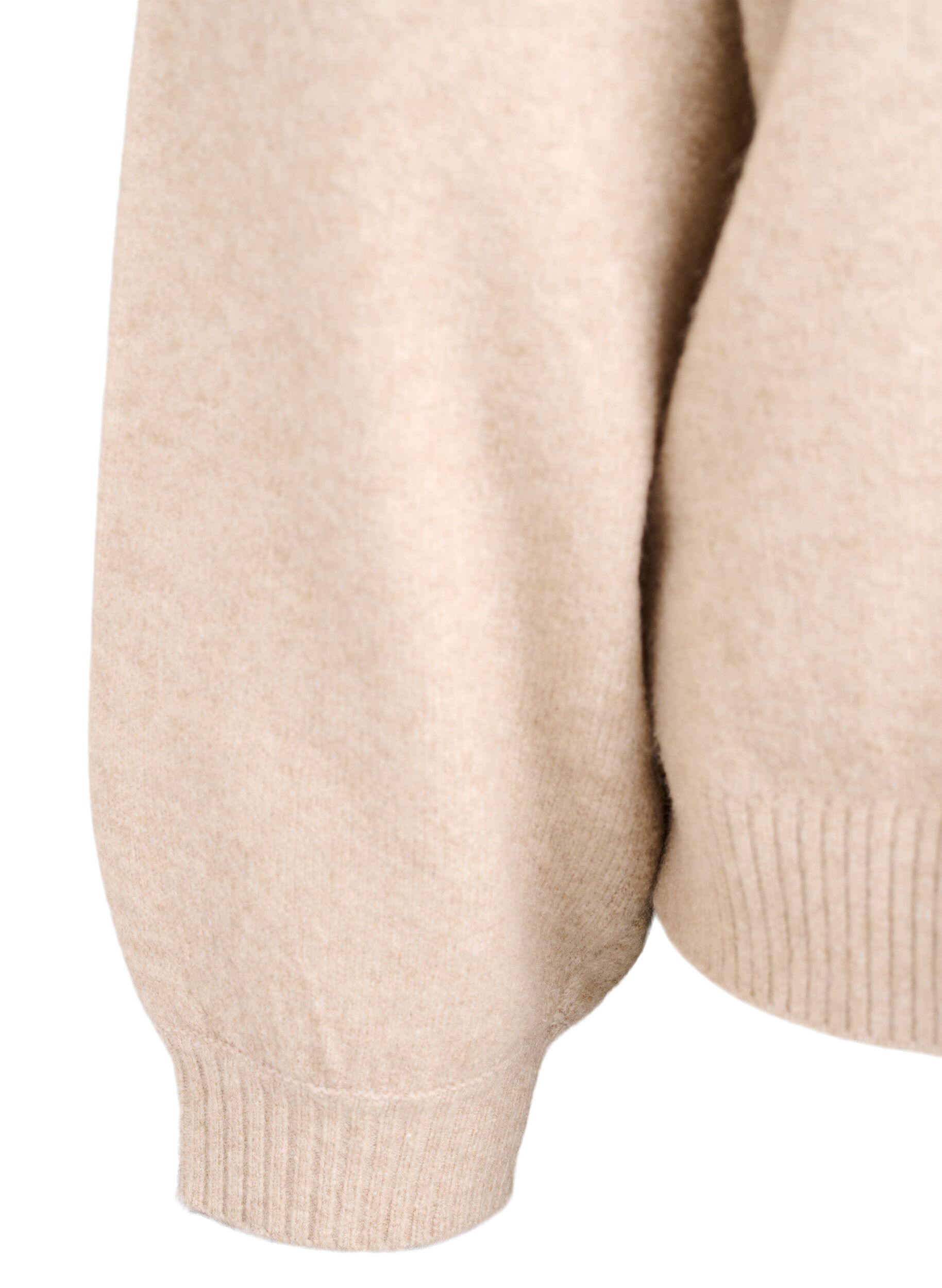Zizzi Strik cardigan med uld og sl&oslash;jfeknapper, Beige, Packshot image number 3