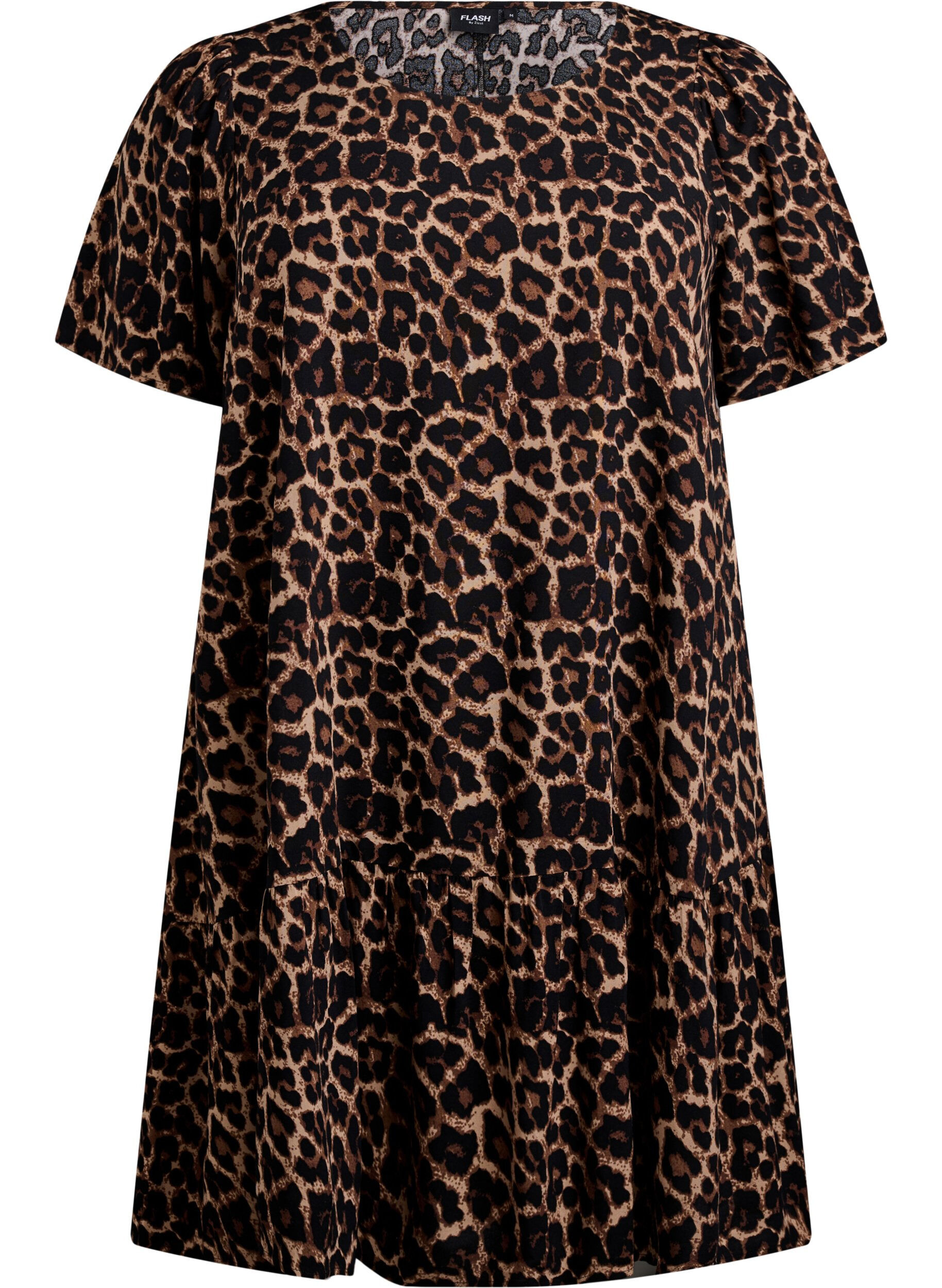 Zizzi FLASH - Kjole i viskose med sk&aelig;ring, Brun, Packshot image number 0