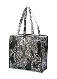 Shoppingbag med lynlås, Black Flower AOP