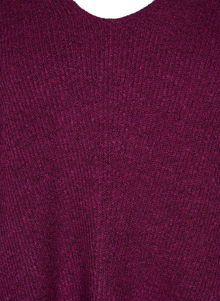 Strikbluse med v-hals og lange ærmer, Potent P. Black Mel., Packshot image number 2