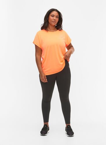 Kortærmet trænings t-shirt, Neon Orange, Model image number 2