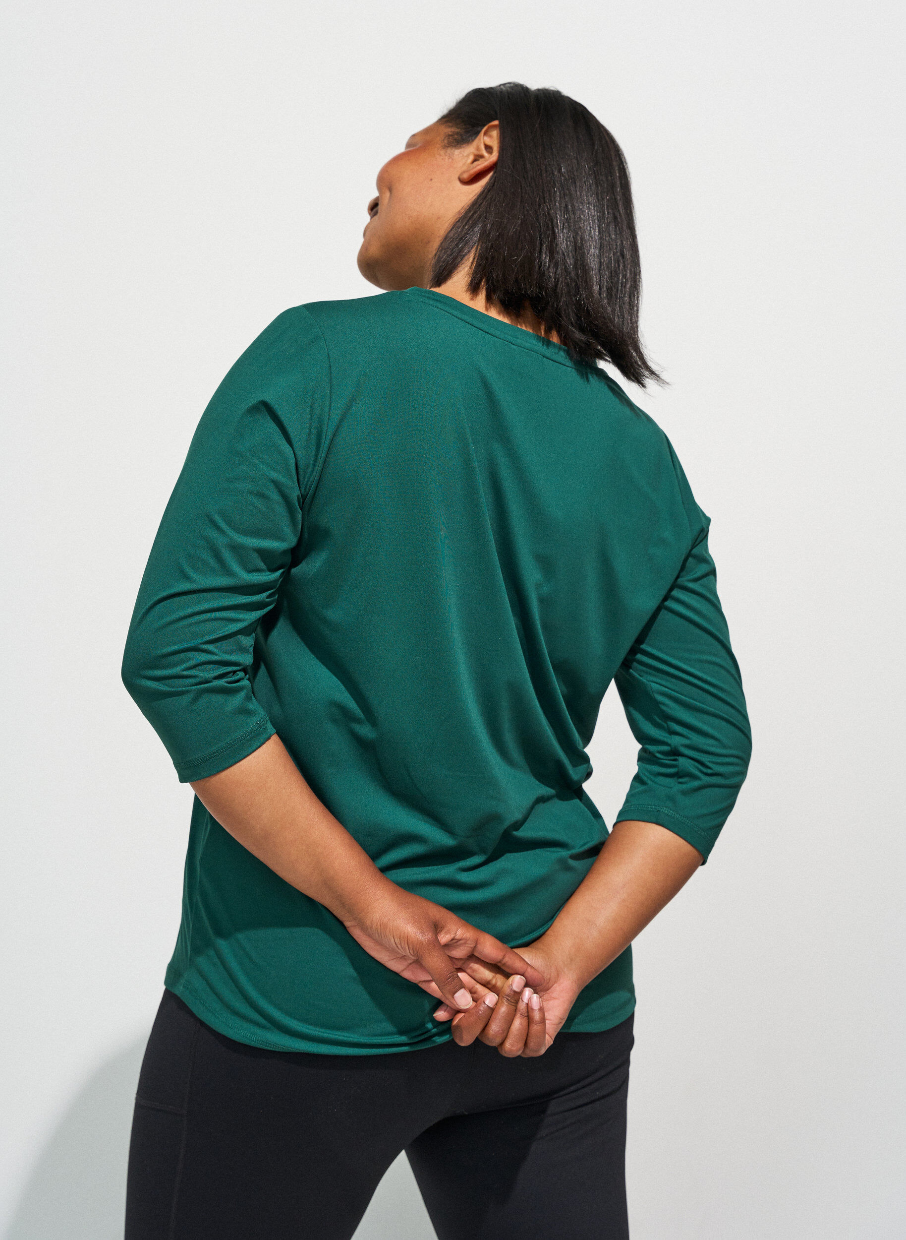 ZizziTr&aelig;ningsbluse med 3/4 &aelig;rmer, Gr&oslash;n, Model image number 2