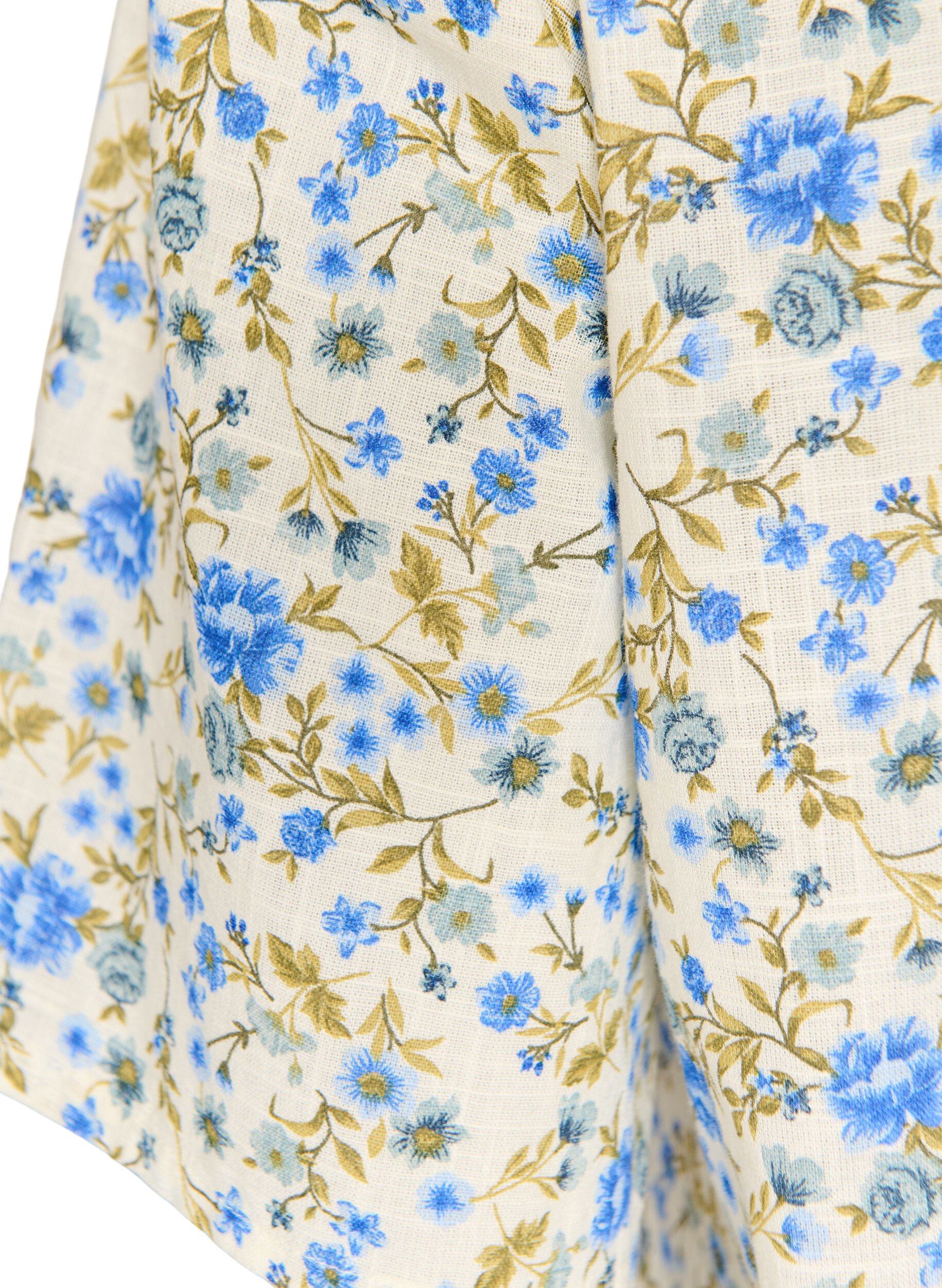 ZizziKort&aelig;rmet bomuldsskjorte med V-udsk&aelig;ring, Bl&aring;, Packshot image number 3