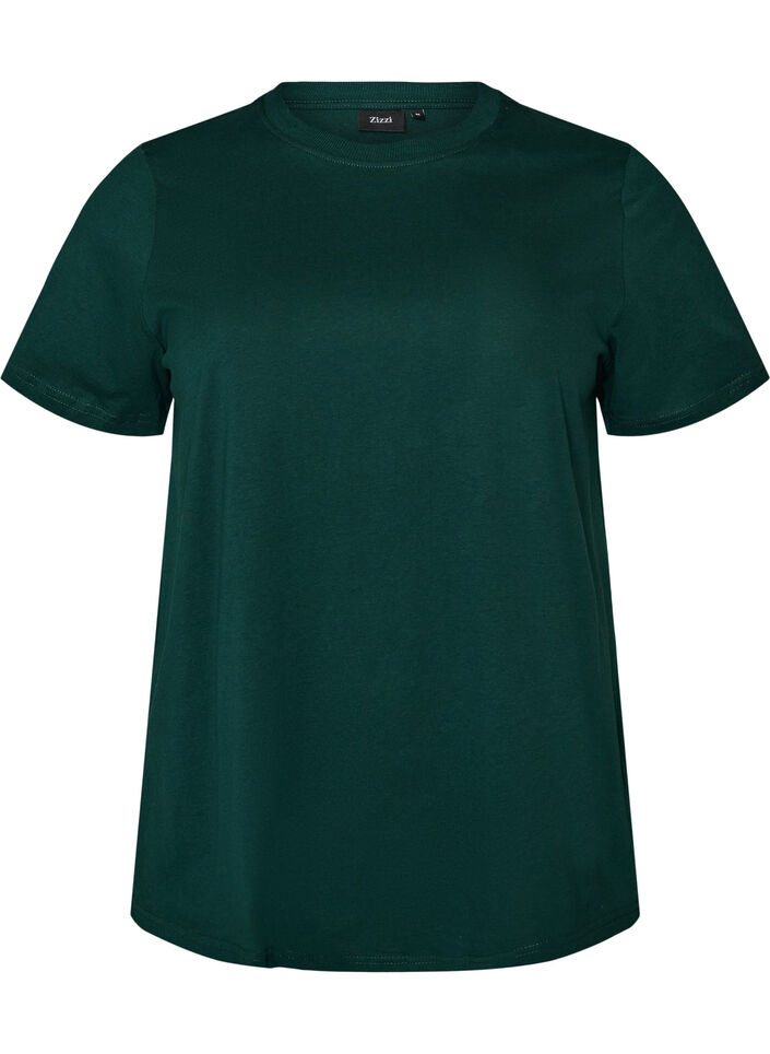 Basis t-shirt i bomuld med rund hals , Gr&oslash;n, Packshot image number 0