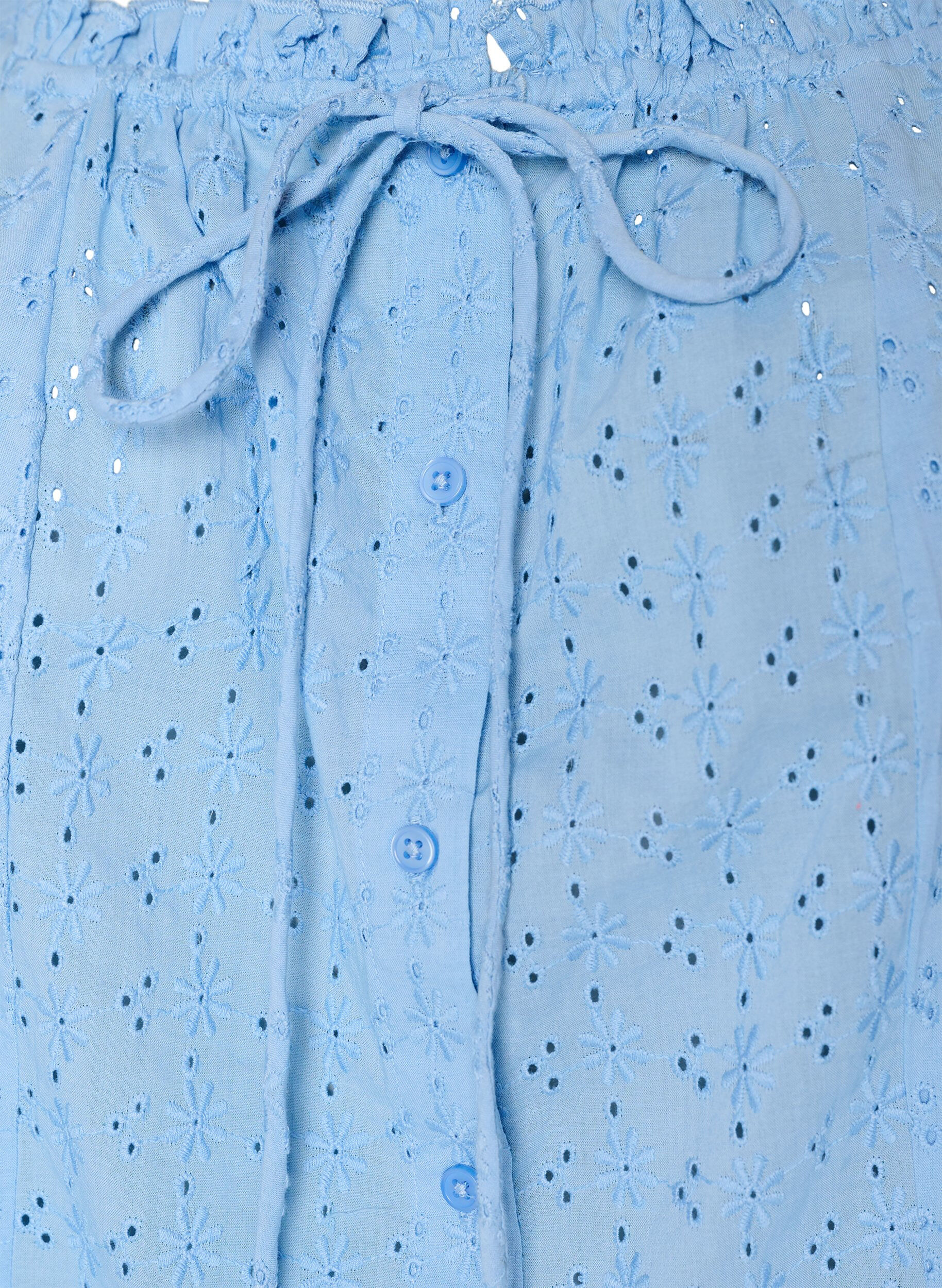 Zizzi&AElig;rmel&oslash;s bluse med broderie anglaise og fl&aelig;ser, Bl&aring;, Packshot image number 2