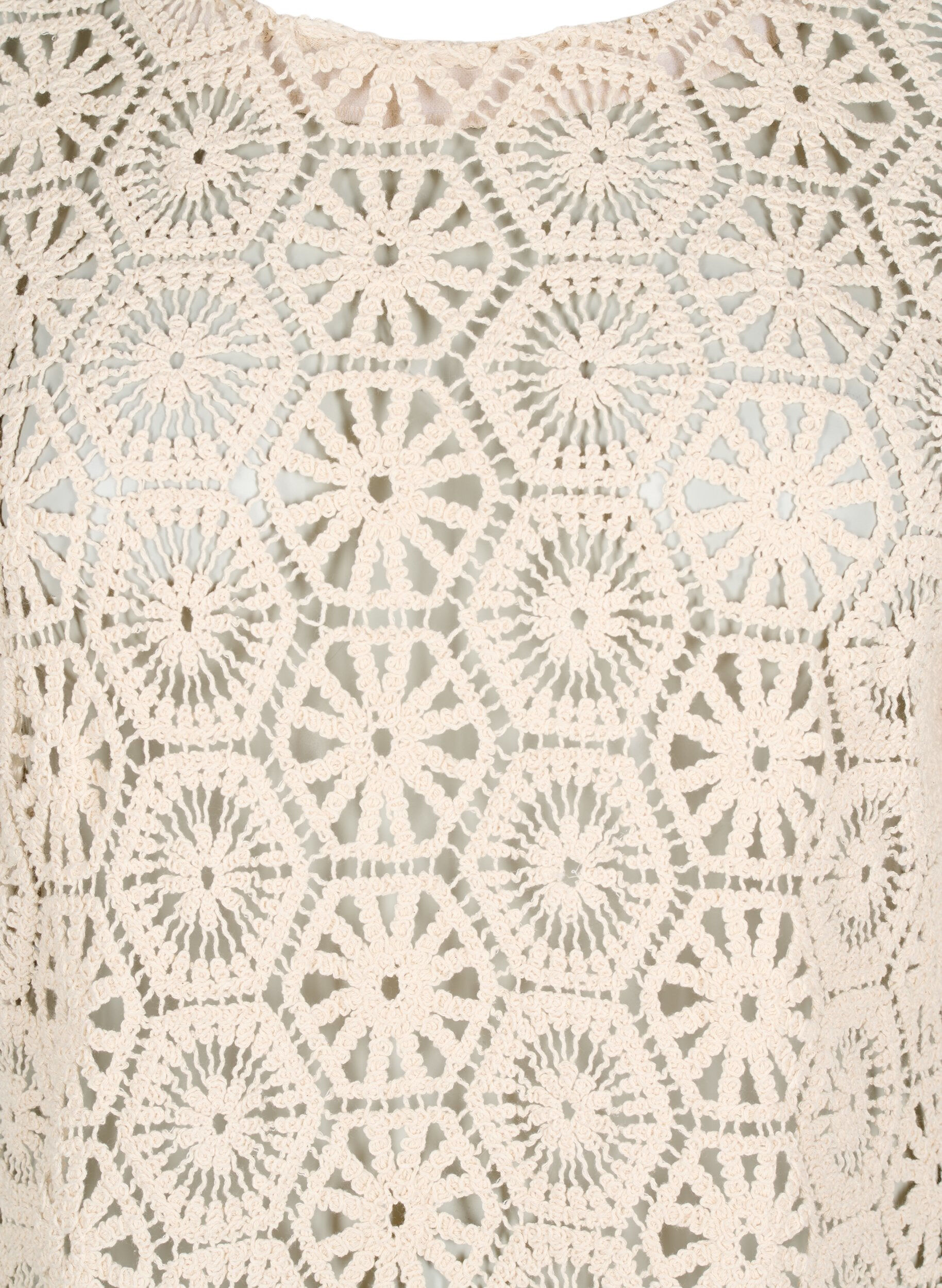 Zizzi Crochet bluse med korte &aelig;rmer, Beige, Packshot image number 2