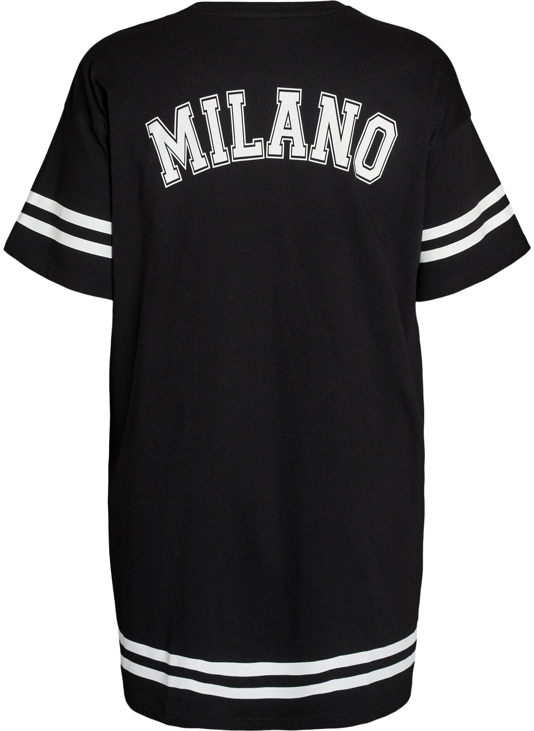 Zizzi Kort t-shirtkjole med sporty detaljer, Sort, Packshot image number 1