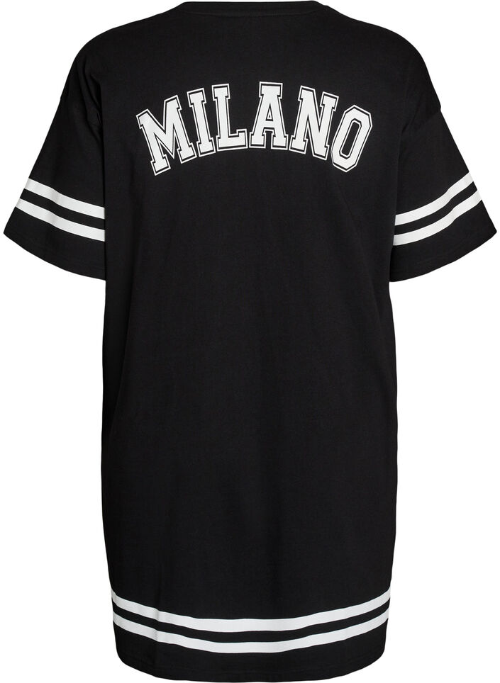 Kort t-shirtkjole med sporty detaljer, Sort, Packshot image number 1