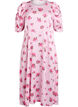 Blomstret midikjole med puf&aelig;rmer, Lyser&oslash;d, Packshot image number 0