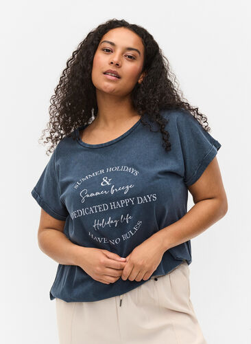 Økologisk bomulds t-shirt med tryk , NavyBlazer Acid Bird, Model image number 0