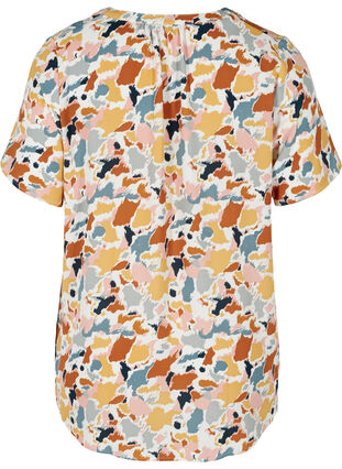 Printet bluse med korte ærmer, Multicolor AOP, Packshot image number 1