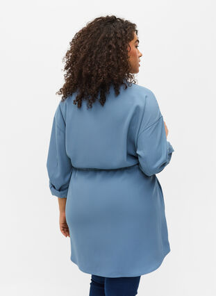 Skjortejakke med bindesnøre og lommer, Blue Shadow, Model image number 1