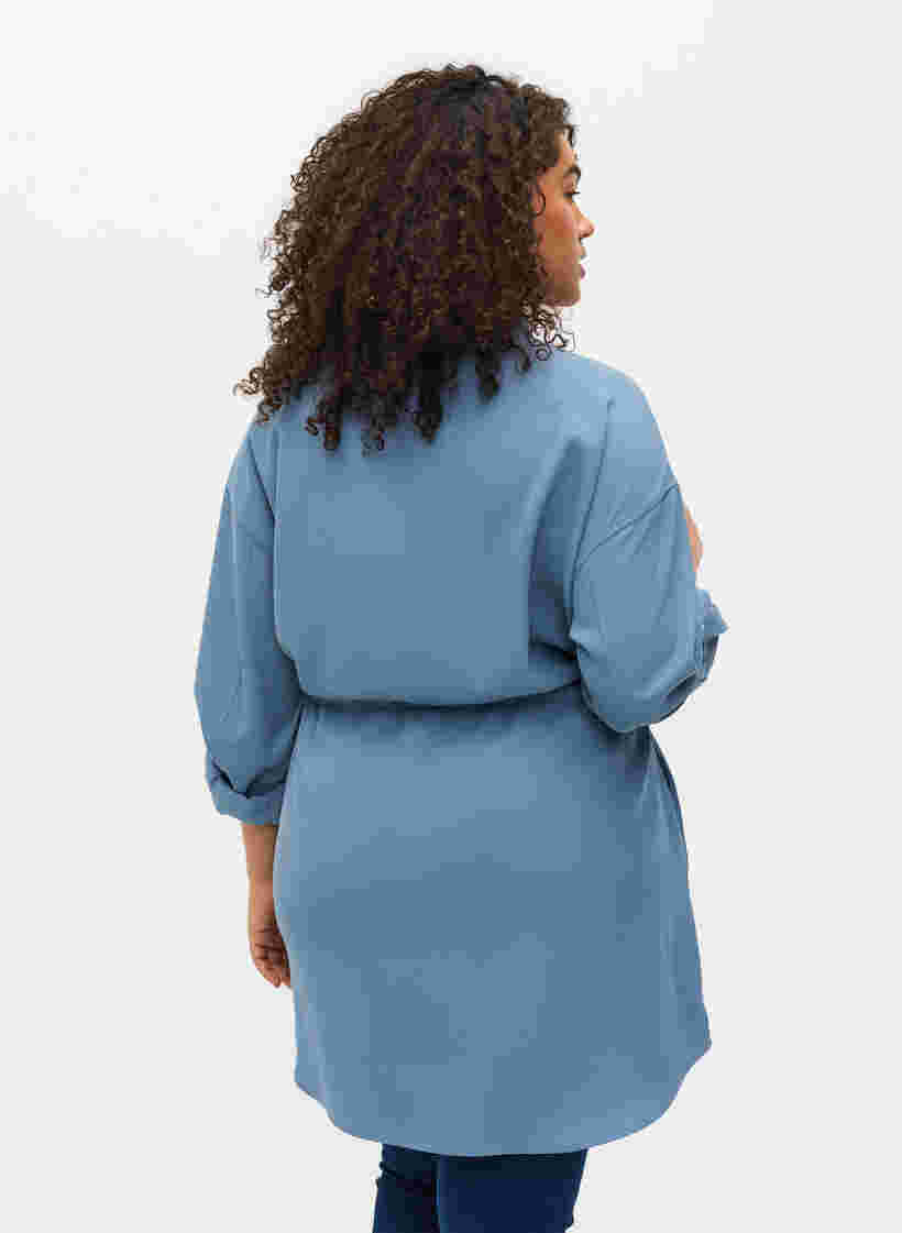 Skjortejakke med bindesnøre og lommer, Blue Shadow, Model image number 1