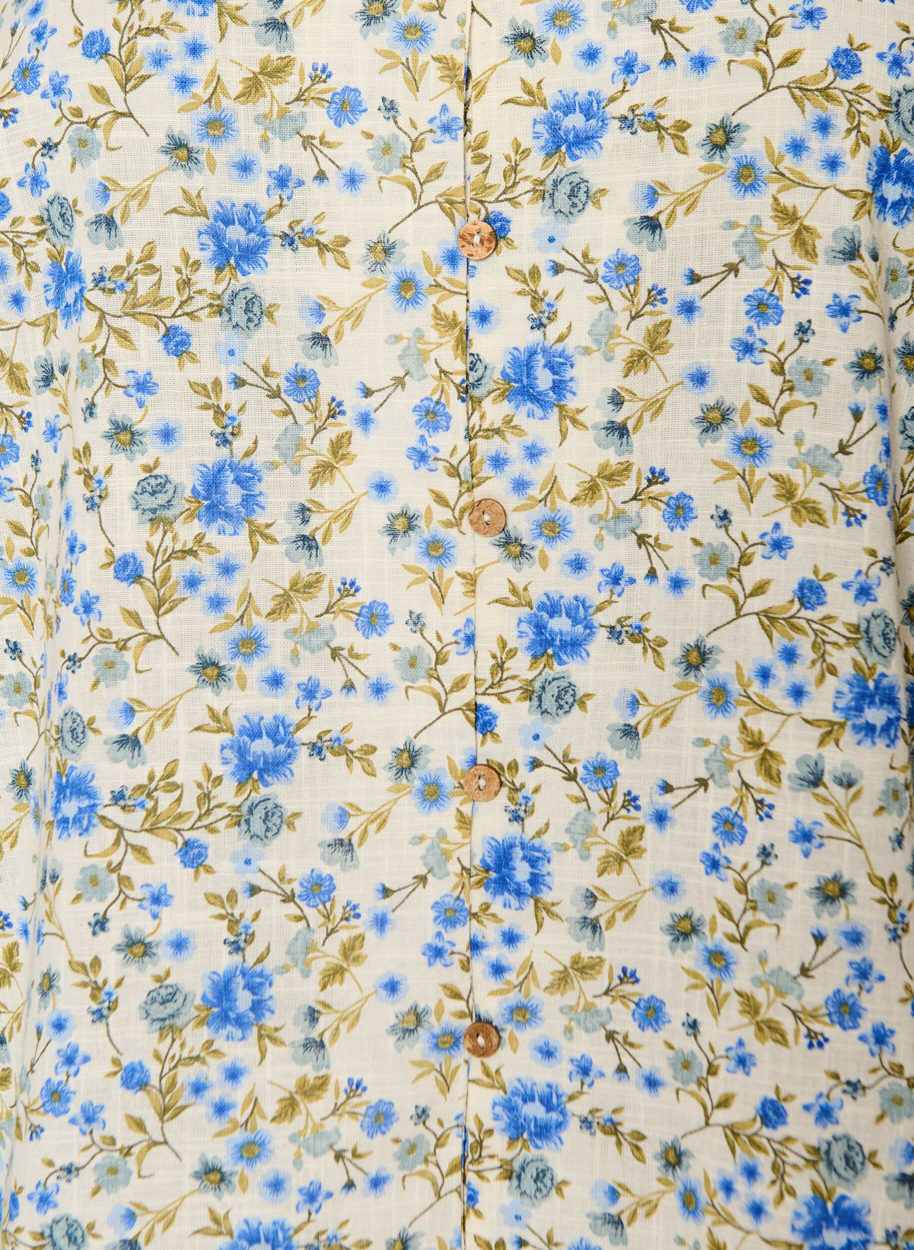 ZizziKort&aelig;rmet bomuldsskjorte med V-udsk&aelig;ring, Bl&aring;, Packshot image number 2