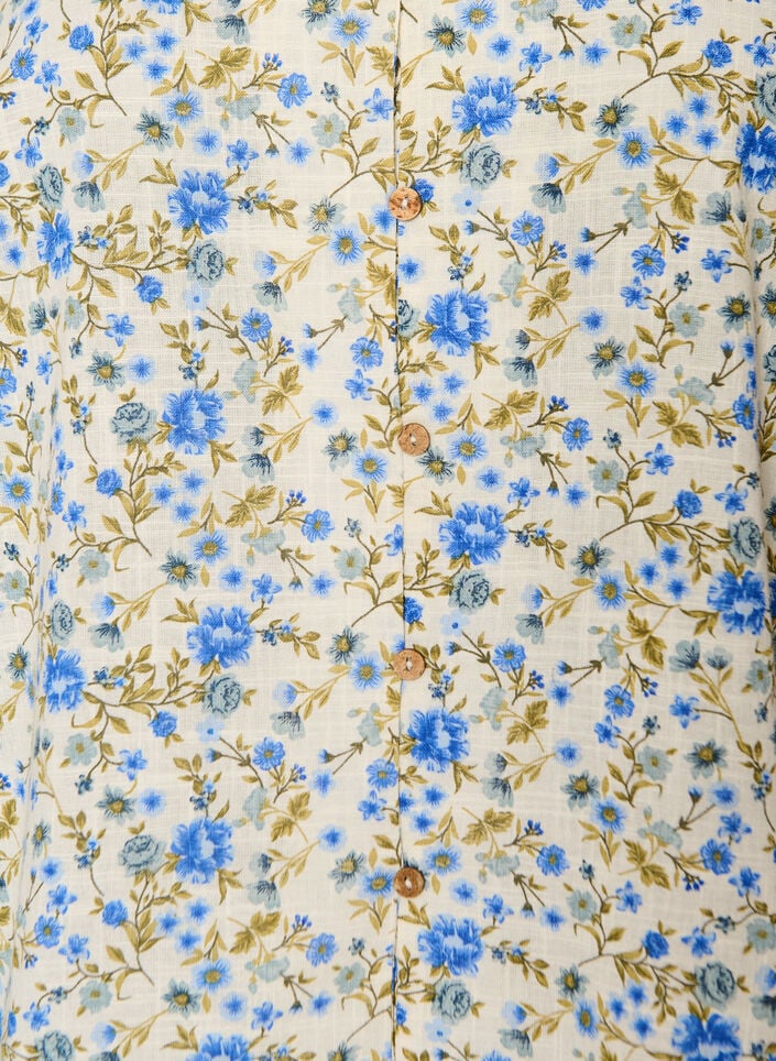 Kort&aelig;rmet bomuldsskjorte med V-udsk&aelig;ring, Bl&aring;, Packshot image number 2