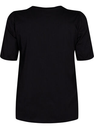 Bomulds t-shirt med 2/4 ærmer, Black, Packshot image number 1