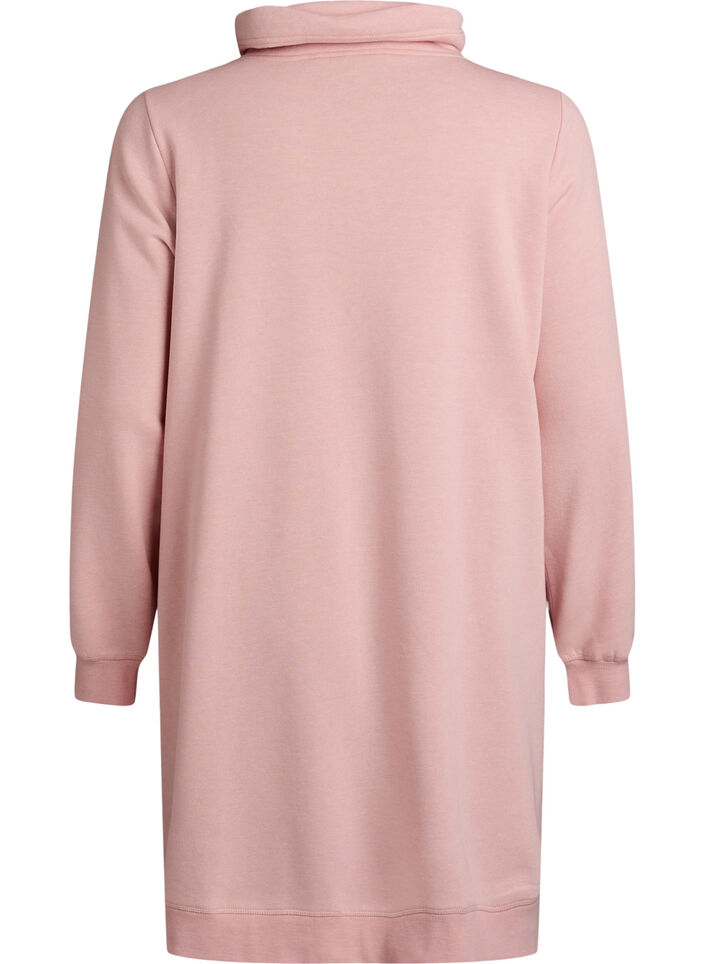 Kort sweatkjole med h&oslash;j krave og lommer, Lyser&oslash;d, Packshot image number 1