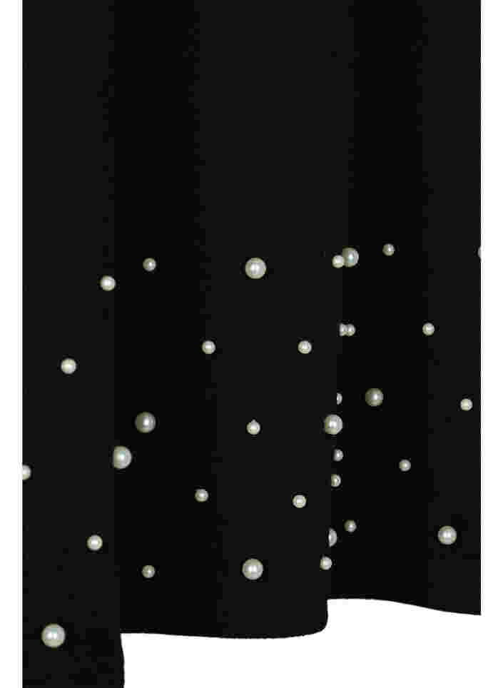 Bluse med perler og 3/4 ærmer, Black, Packshot image number 2