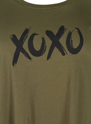 Kortærmet bomulds t-shirt med a-form, Ivy Green XOXO, Packshot image number 2